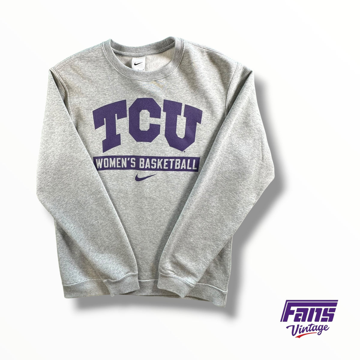 TCU Team Issued Women’s Basketball Static Gray Nike Fleece Crewneck Sweater