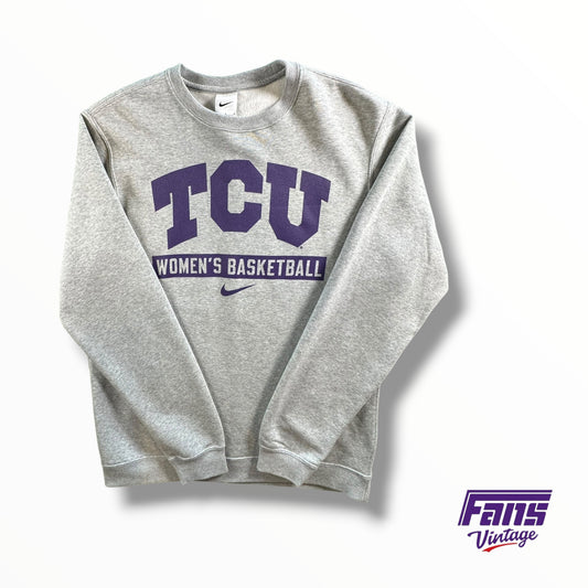 TCU Team Issued Women’s Basketball Static Gray Nike Fleece Crewneck Sweater