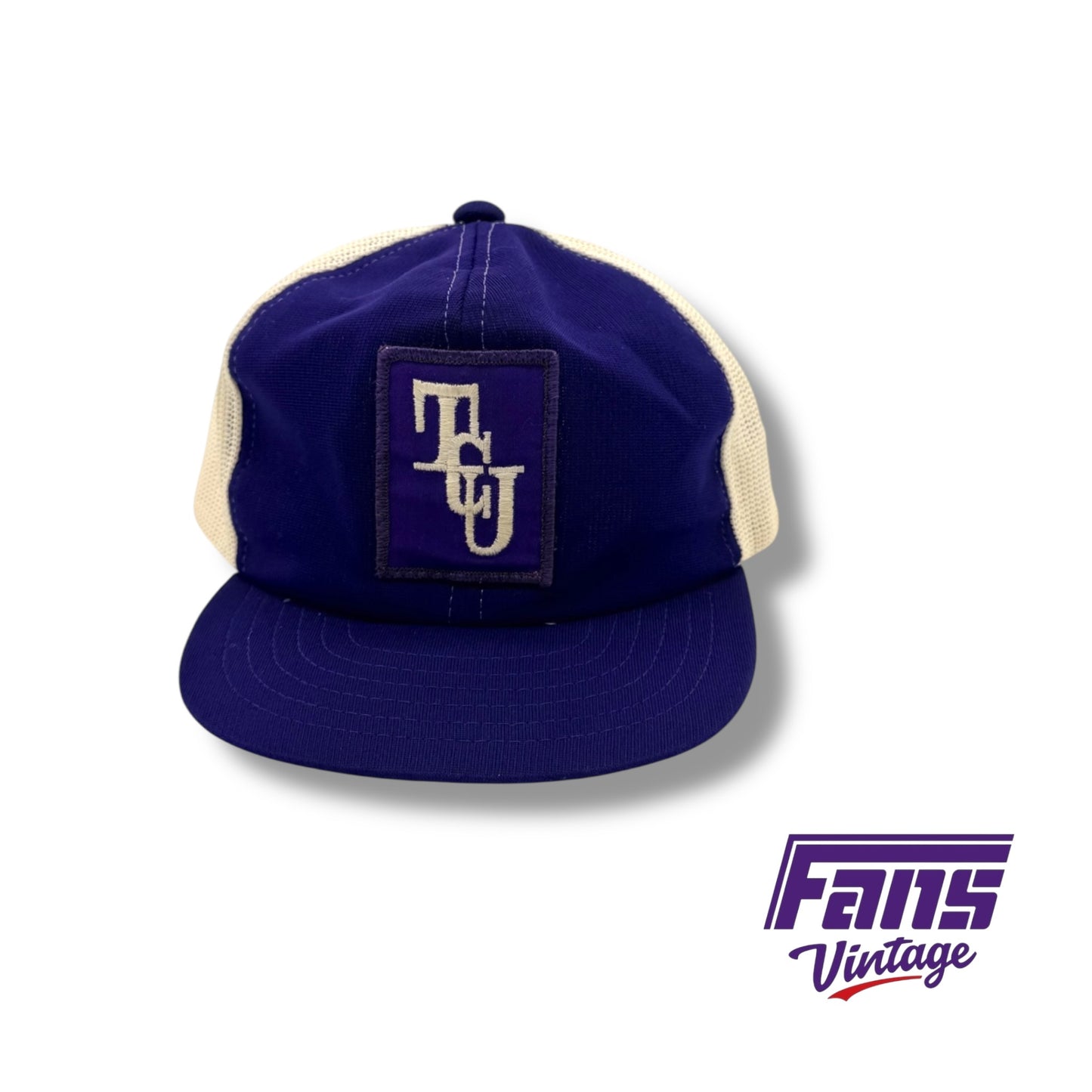 RARE! TCU 70’s purple and white embroidered trucker hat