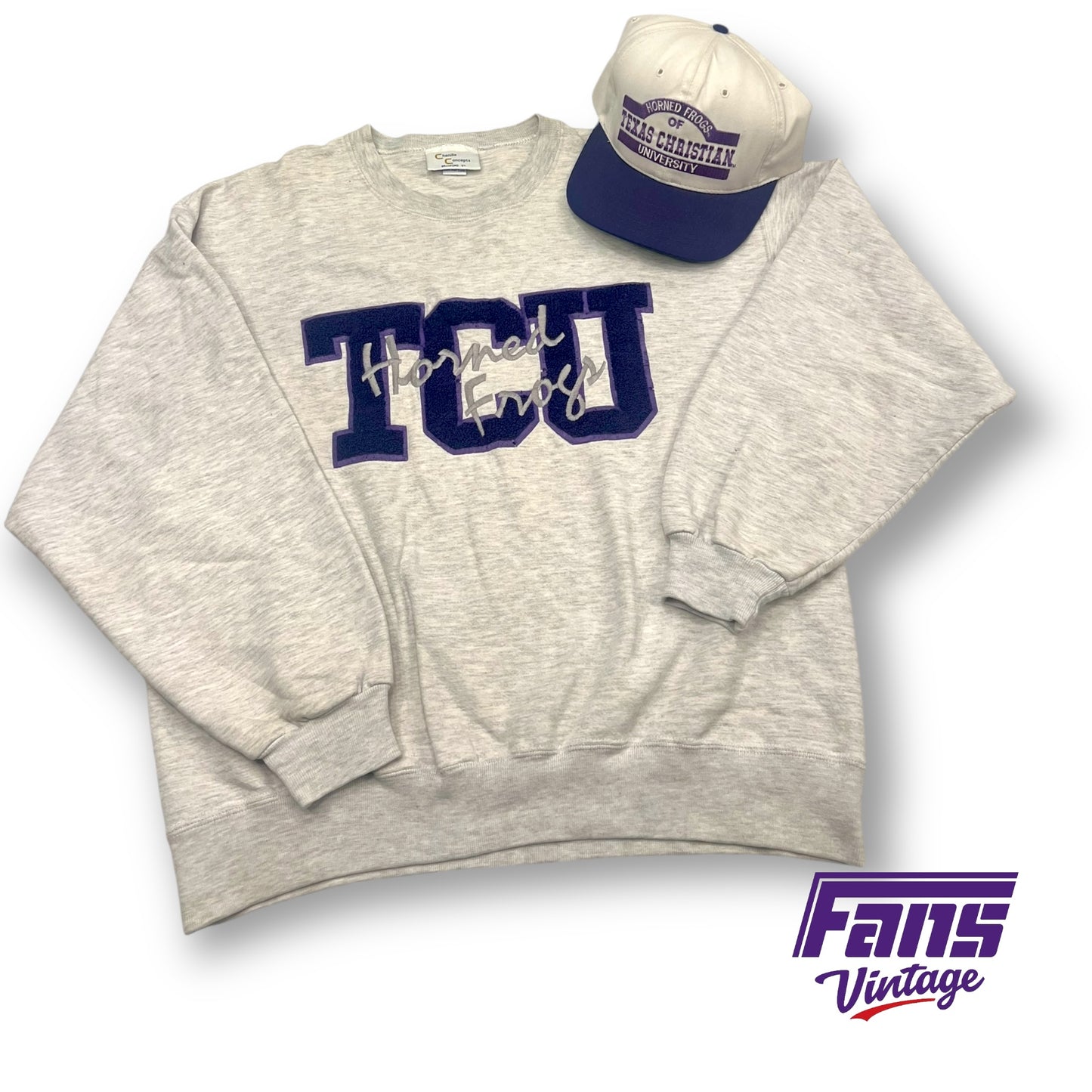 Vintage TCU Crewneck Sweatshirt - Gorgeous 90s sweater with Chenille lettering & embroidered “Horned Frogs” Script