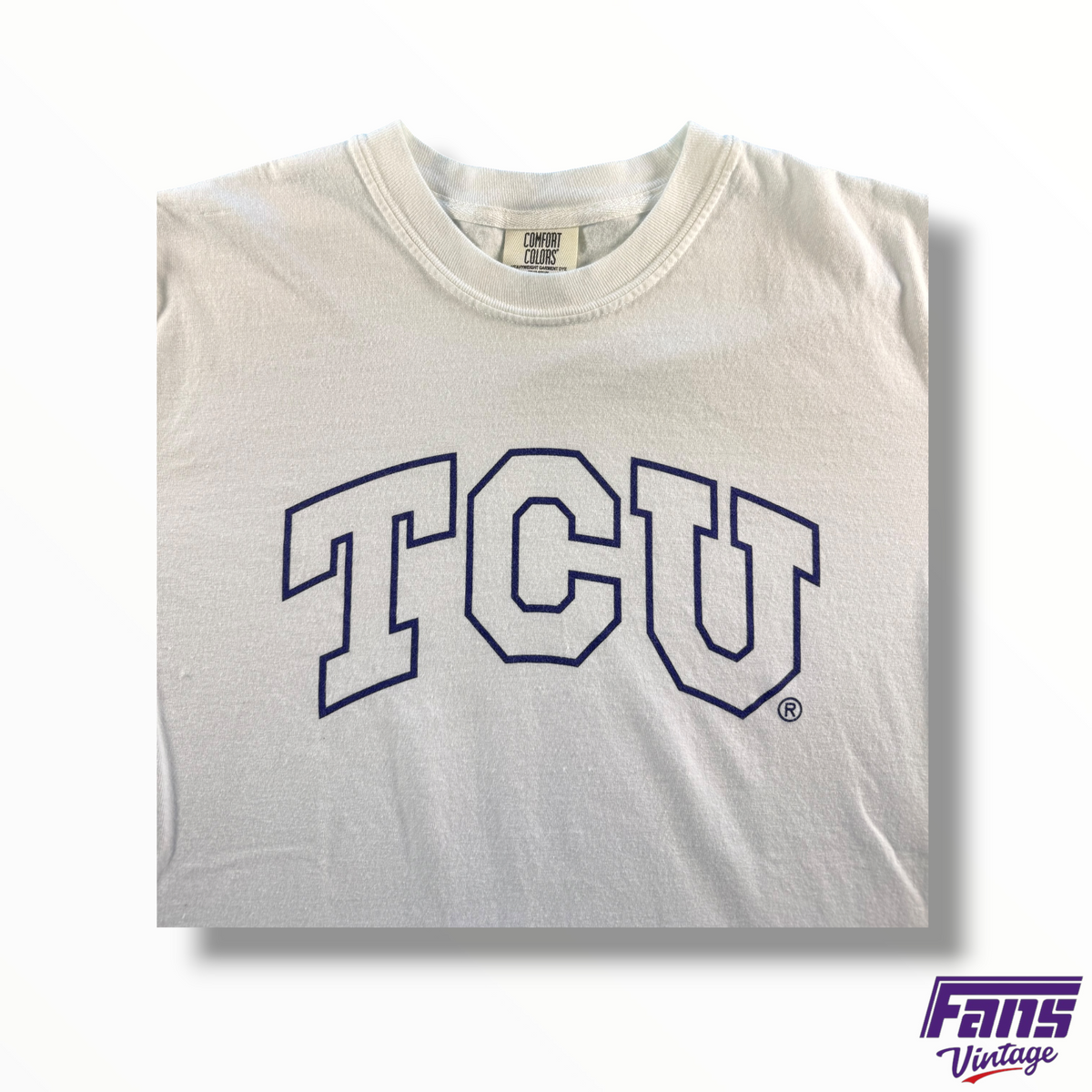 Throwback TCU Whiteout Cotton Tee by Comfort Colors