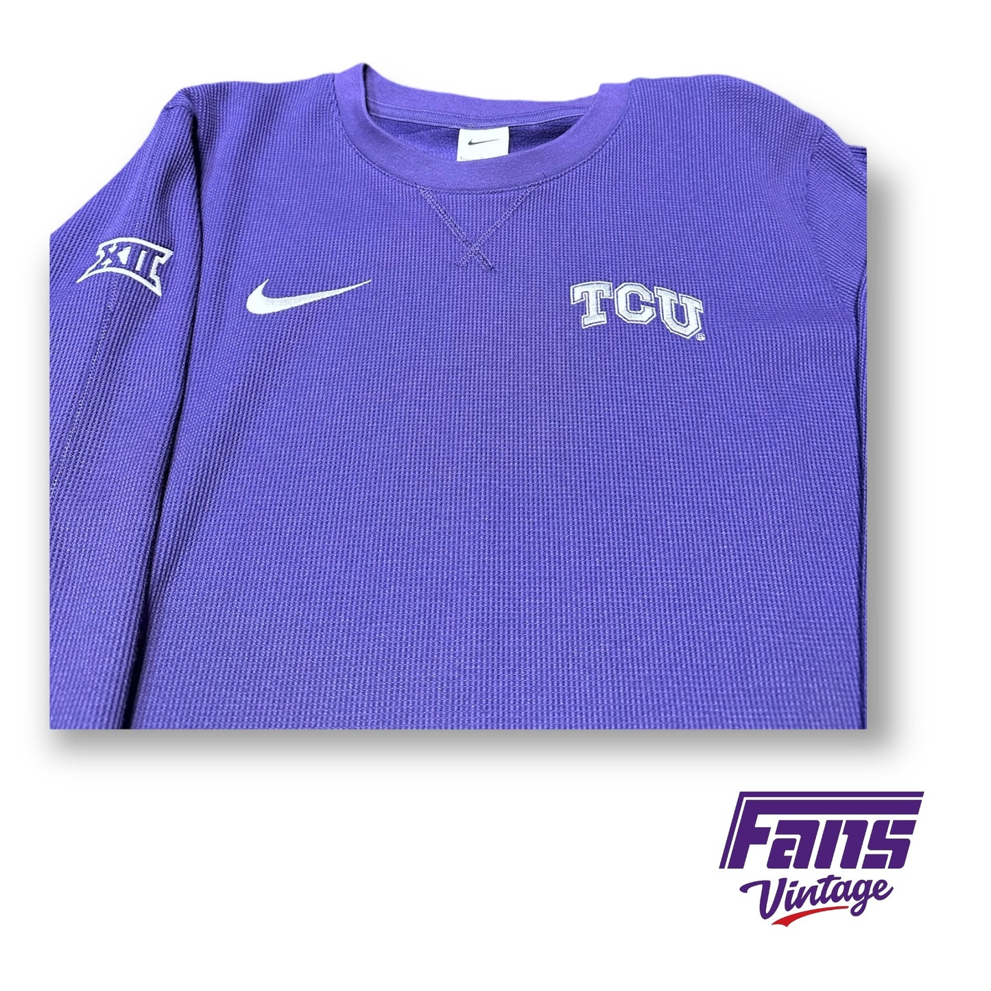 TCU Football Team Issue Nike Sportswear Waffle Weave Crewneck Pullover