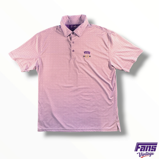 TCU Unique Staff Custom 2022 CFP Natty Polo with fun pattern