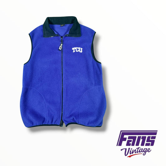 Vintage TCU Blue Fleece Fuzzy Vest