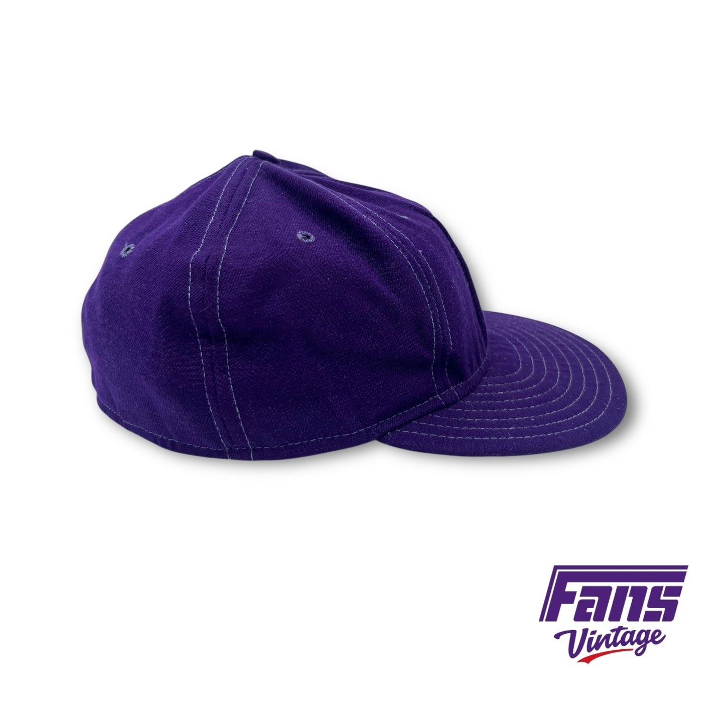 TCU Vintage Baseball Team Fitted Game Worn Hat - Distressed Look With Throwback 80s Logo