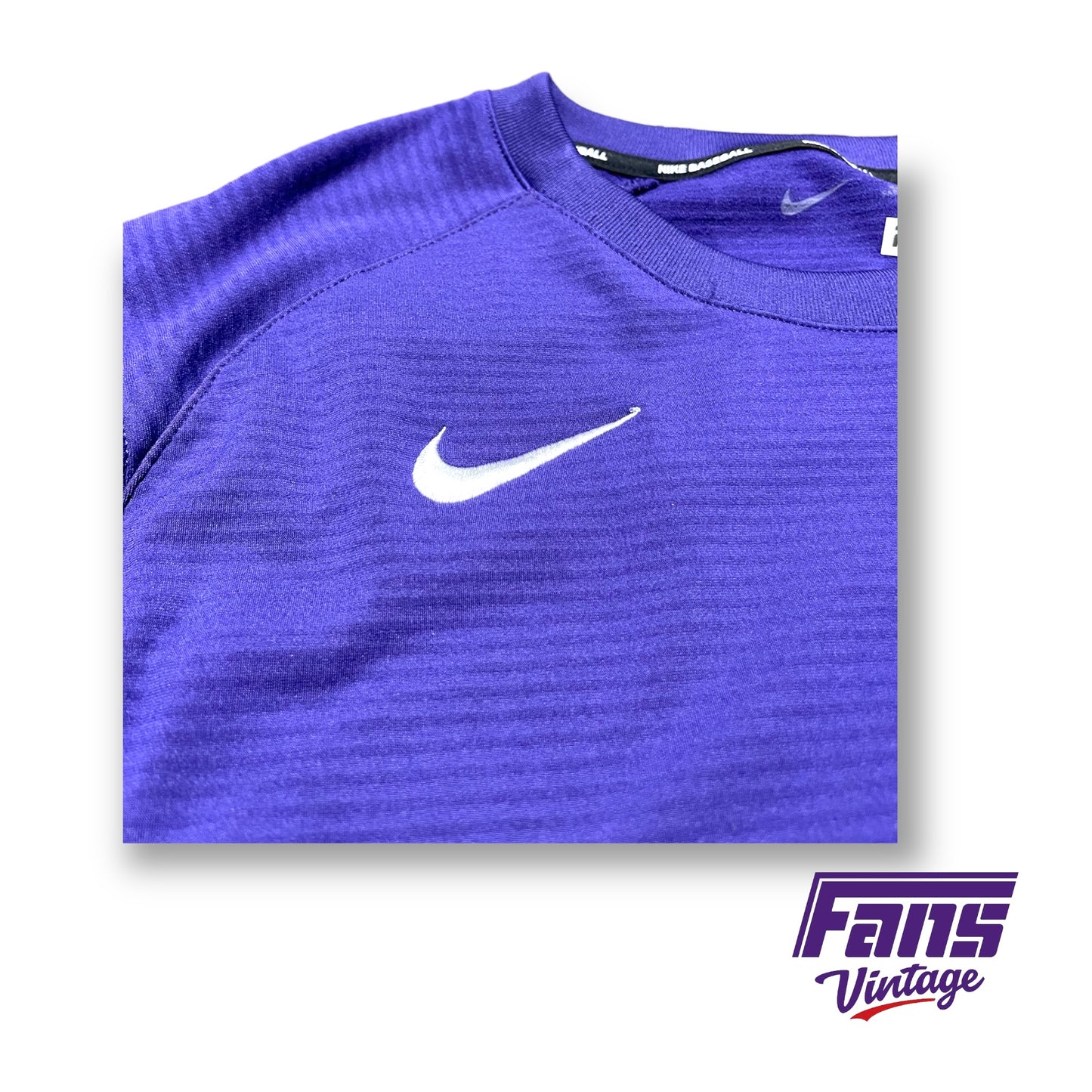 Nike Baseball TCU Team Issued Premium training shirt - Purple Long Sleeve with awesome weave pattern!