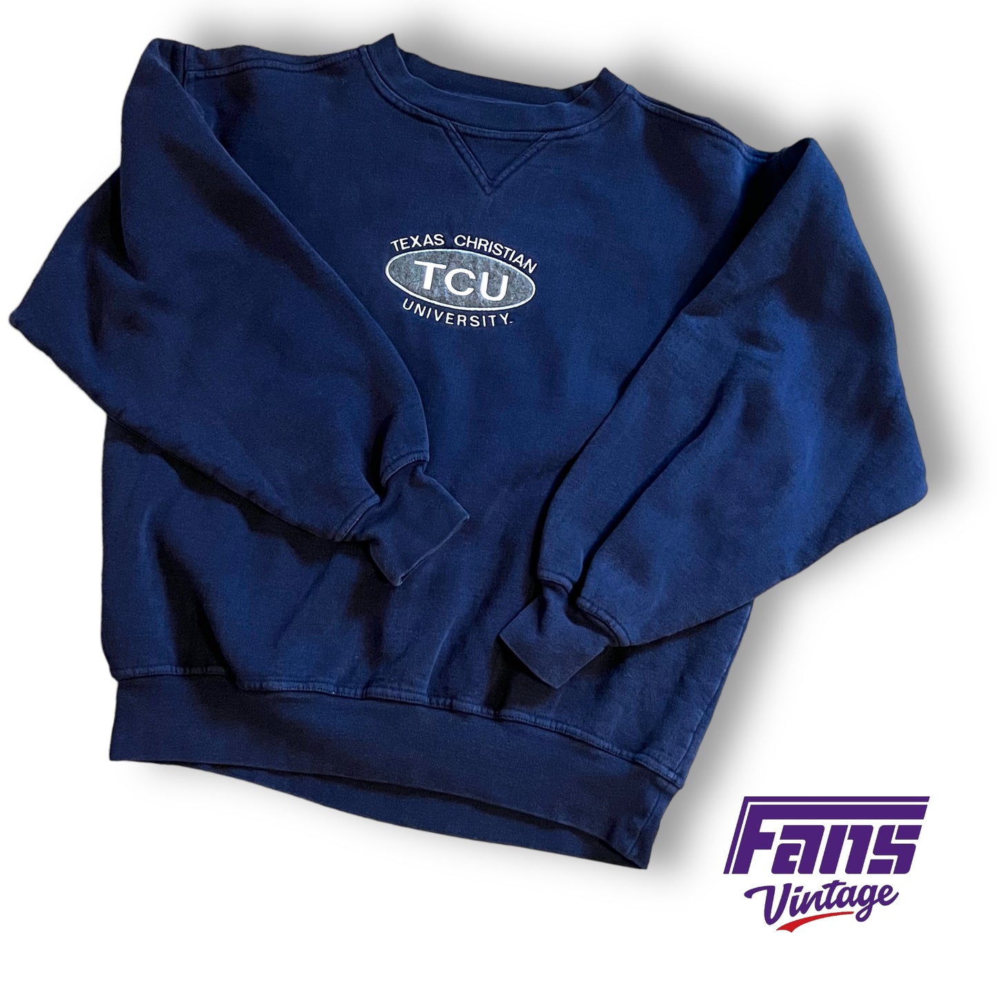 90s Vintage TCU Crewneck Sweater - Rare Navy Color!