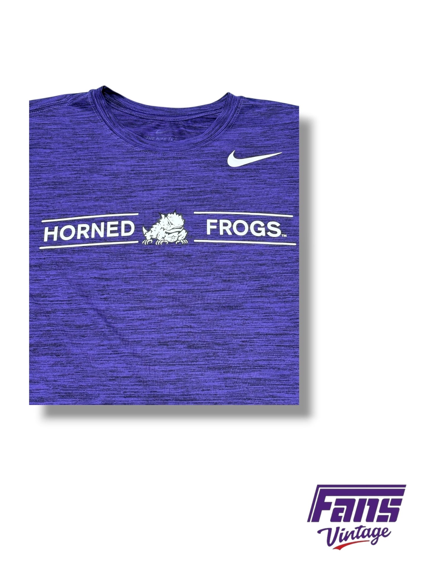 TCU Nike Team Issued Heather Purple ‘Horned Frogs’ Split Bar Logo Training T-shirt