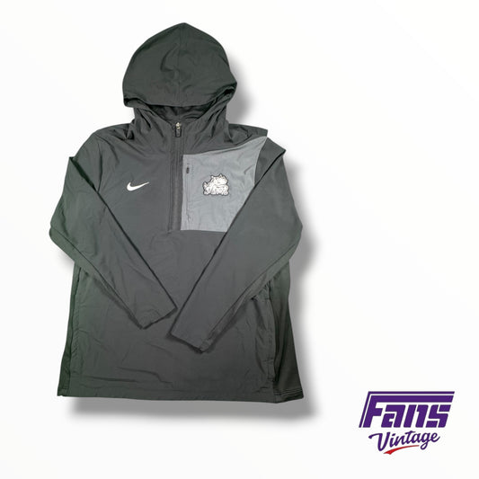TCU Nike Team Issued Coaches Sideline Hooded Quarter-Zip Pullover