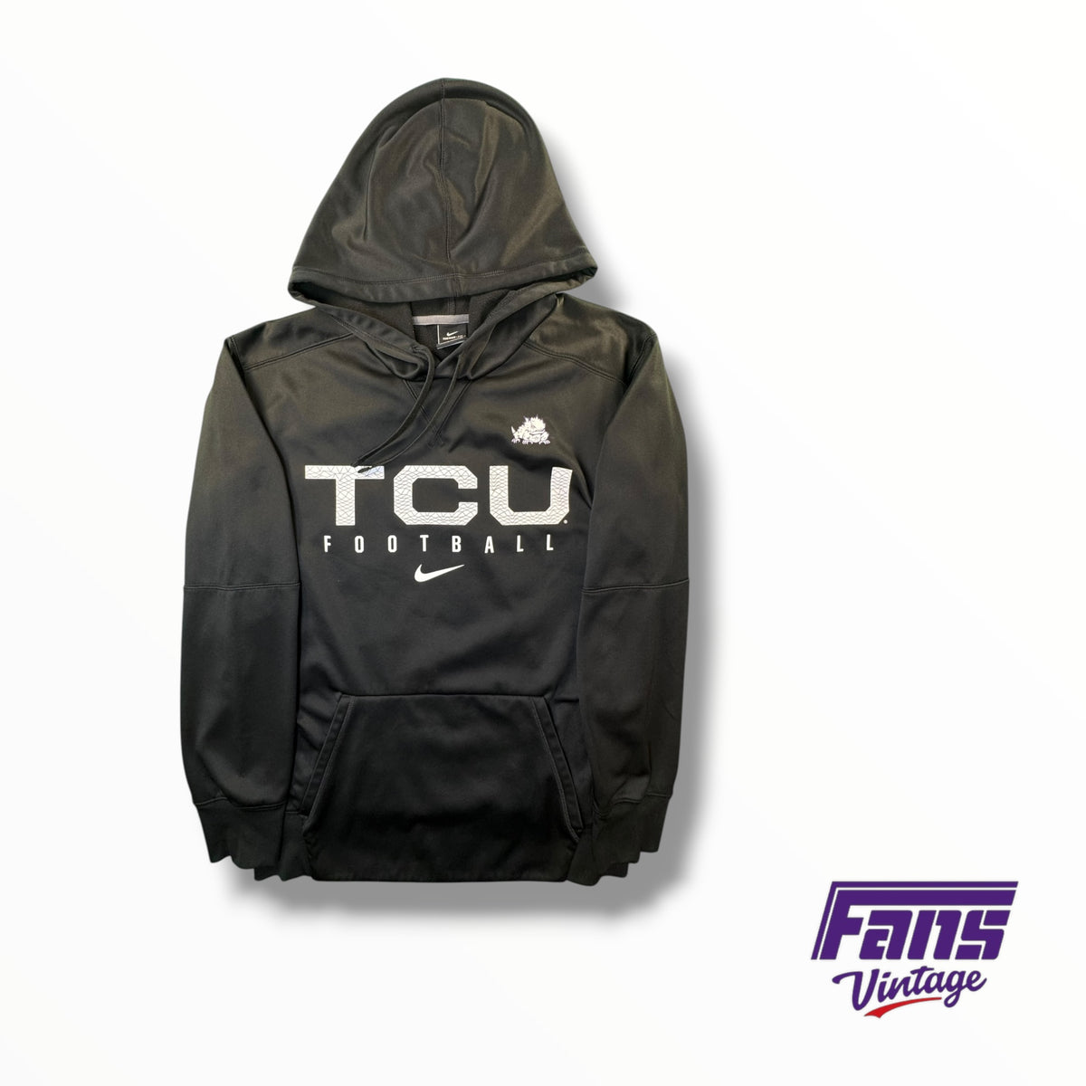 TCU Football Team Issued Nike Frog Skin Print Blackout Therma-Fit Hoodie