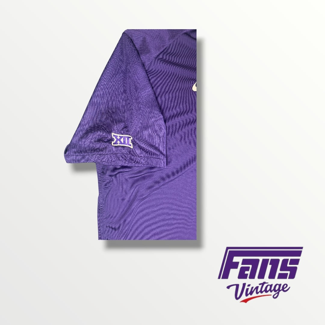 TCU Football Nike Dri-Fit Collared Shirt with Big 12 Logo on Sleeve