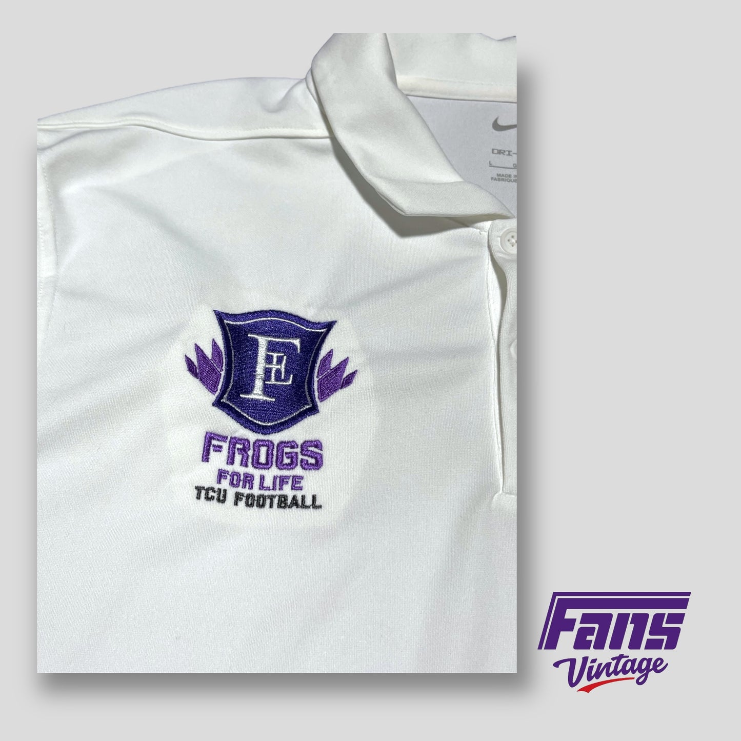 TCU Football Coach Polo - Custom Nike “Frogs for life” Embroidery