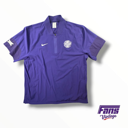 TCU ‘Frogball USA’ Team Issue Baseball Premium Matte Quarter Zip Short Sleeve Dugout Jacket