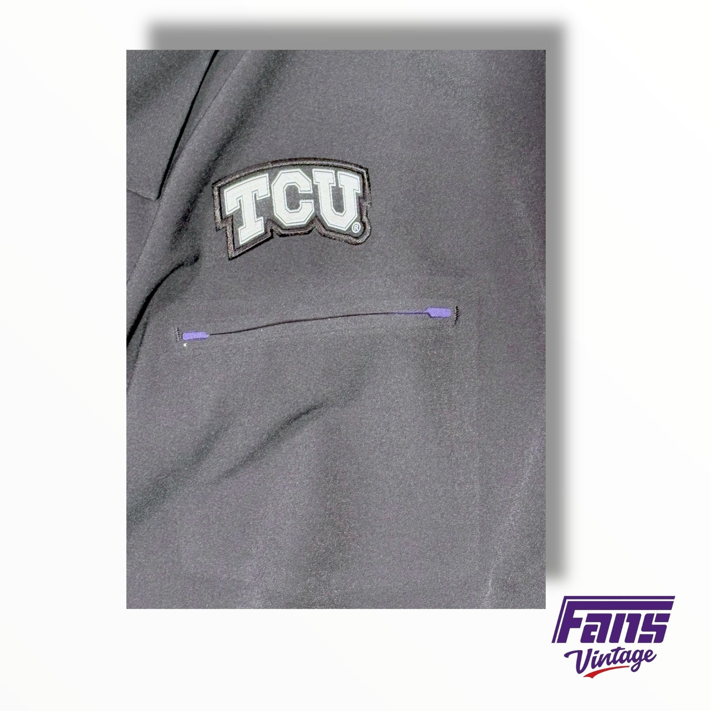 TCU Nike team issued Drifit matte black polo with chest pocket