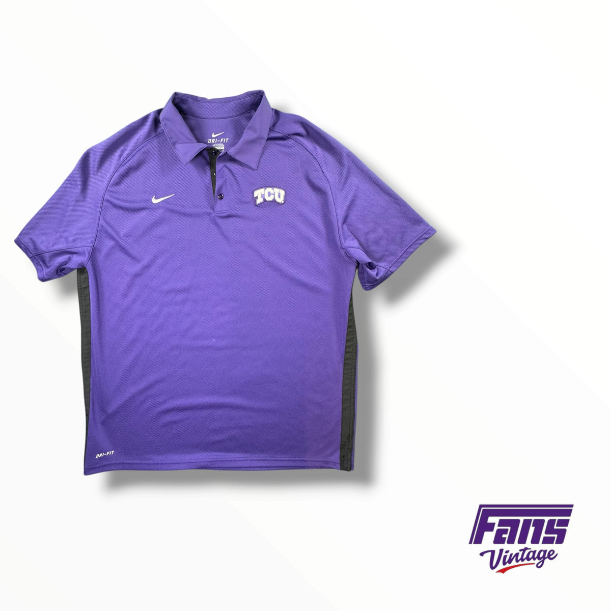 TCU Team Issued Nike Dri-Fit Mesh Purple Polo