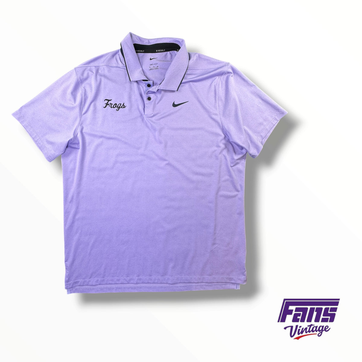 TCU Baseball Team Issued Lavender Script ‘Frogs’ Polo