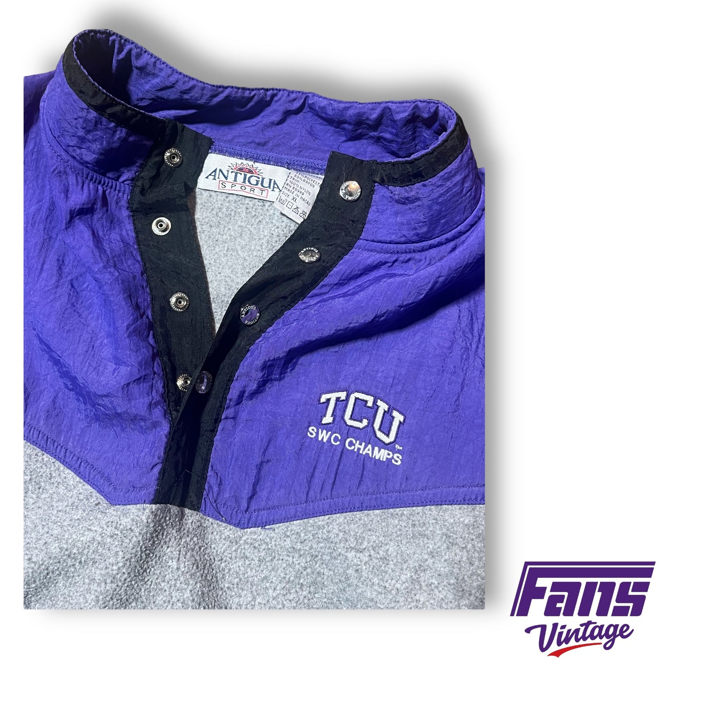 Incredible! Vintage 90s TCU Southwest Conference Champions fleece pullover sweater - North Face / Patagonia Style!