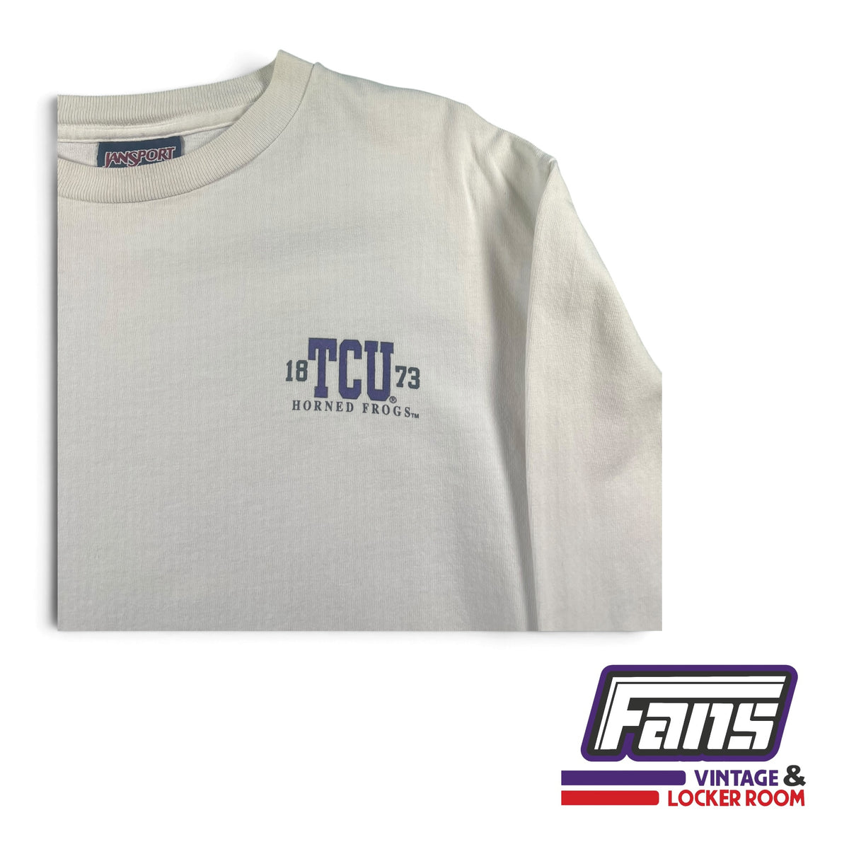 Vintage TCU White Long Sleeve T-Shirt with 1873 University Seal Logo