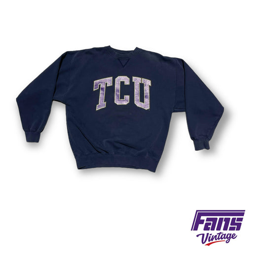 90s Vintage TCU Crewneck Sweater - Navy and purple color!