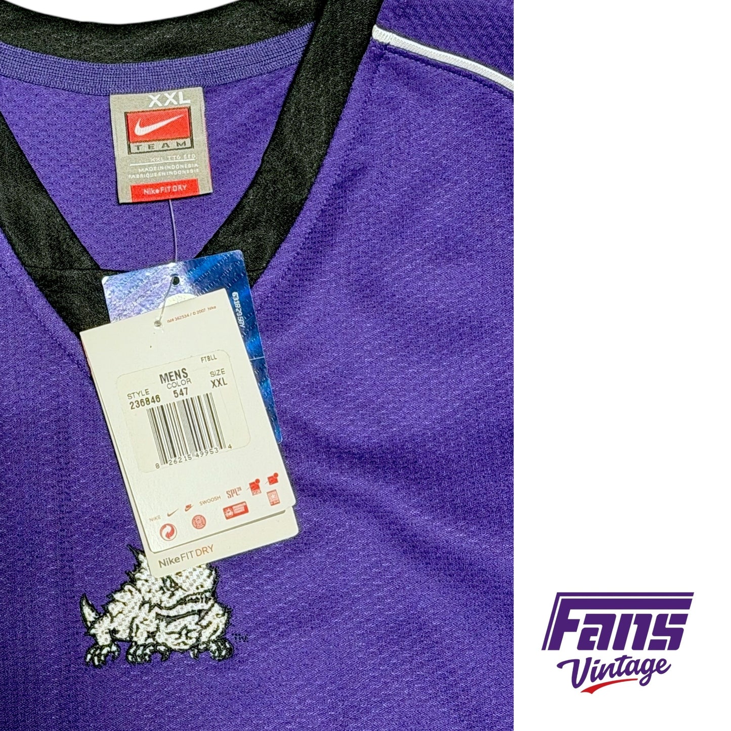 TCU Vintage Y2K Era Team Issued Custom Nike Warmup Jersey Shirt - Cool details!