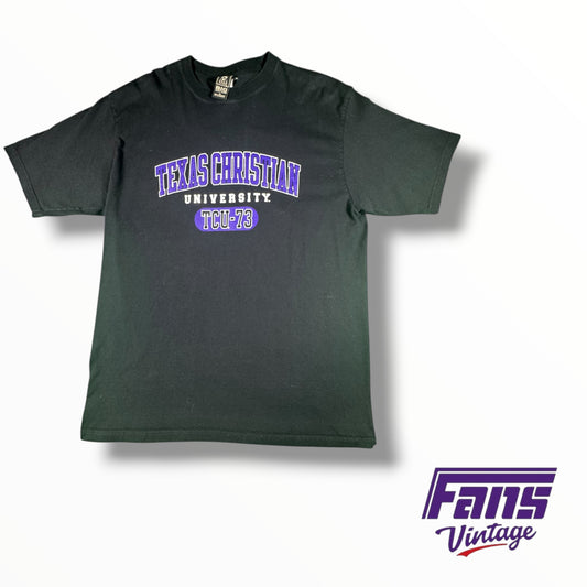 Vintage Y2K TCU ‘Texas Christian University 73’ Black Cotton Tee
