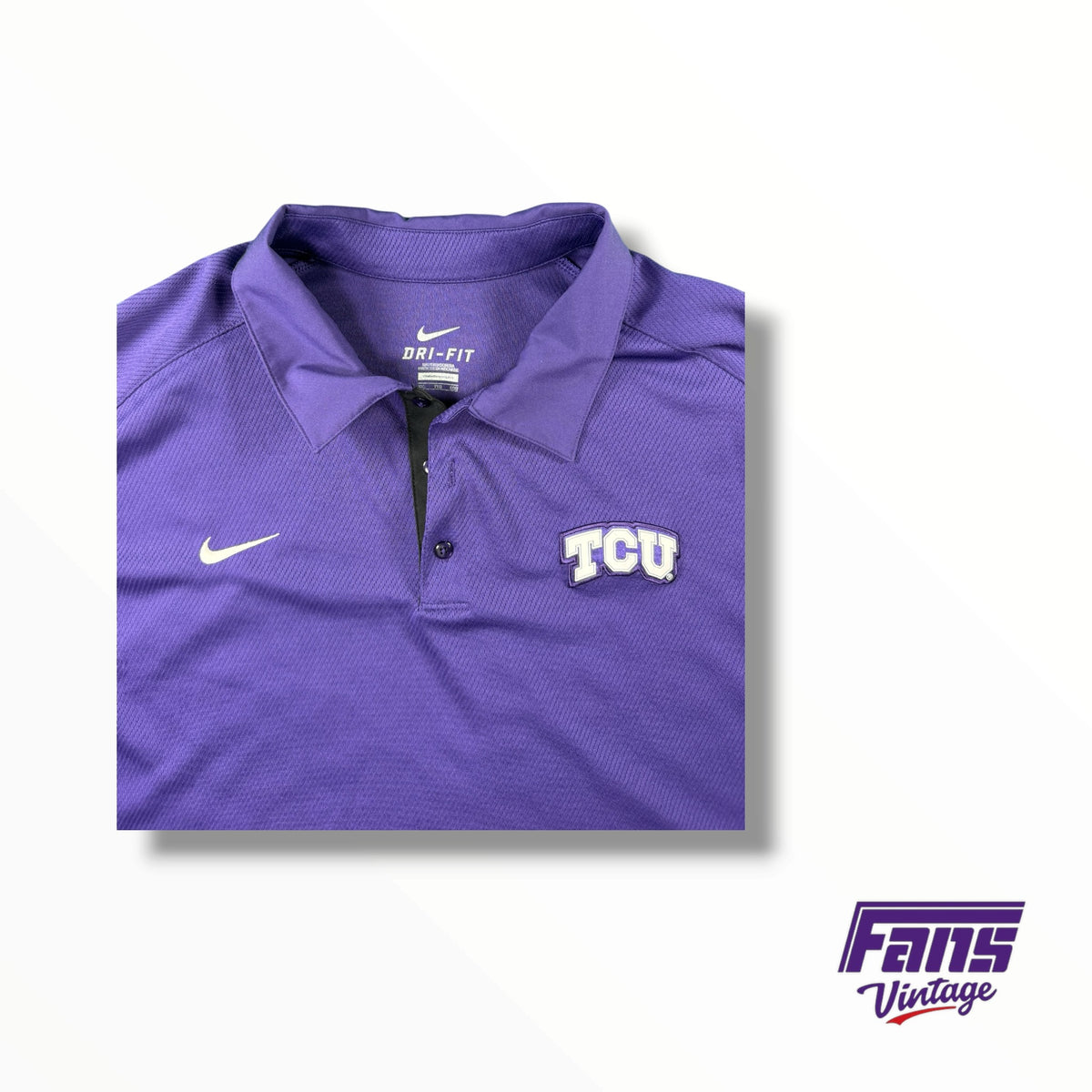 TCU Team Issued Nike Dri-Fit Mesh Purple Polo