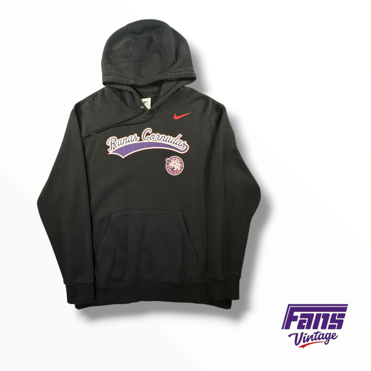 TCU Baseball Team Issued Player Custom ‘Ranas Cornudas’ Themed Blackout Hoodie