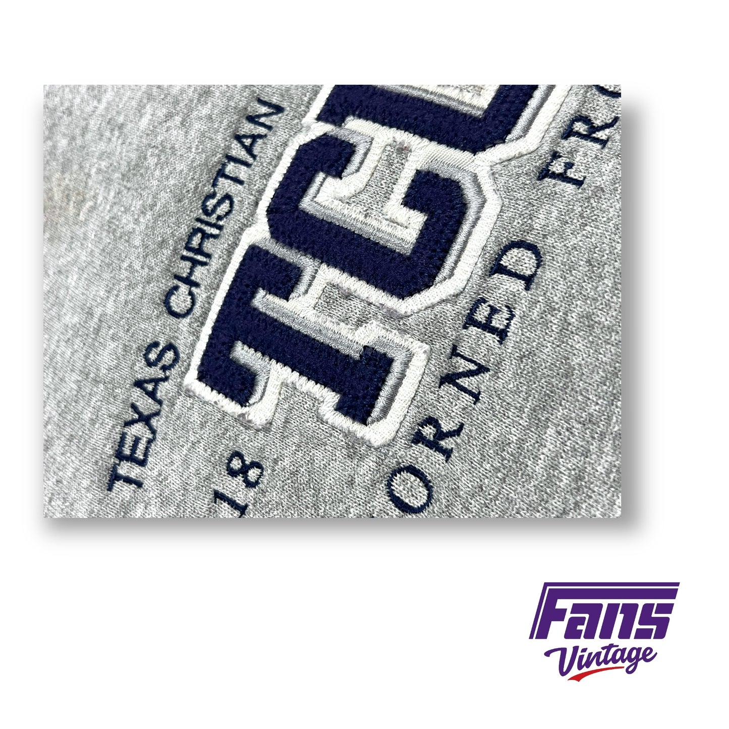 90s ViNTAGE TCU Crewneck Sweater with awesome patch lettering & embroidery!