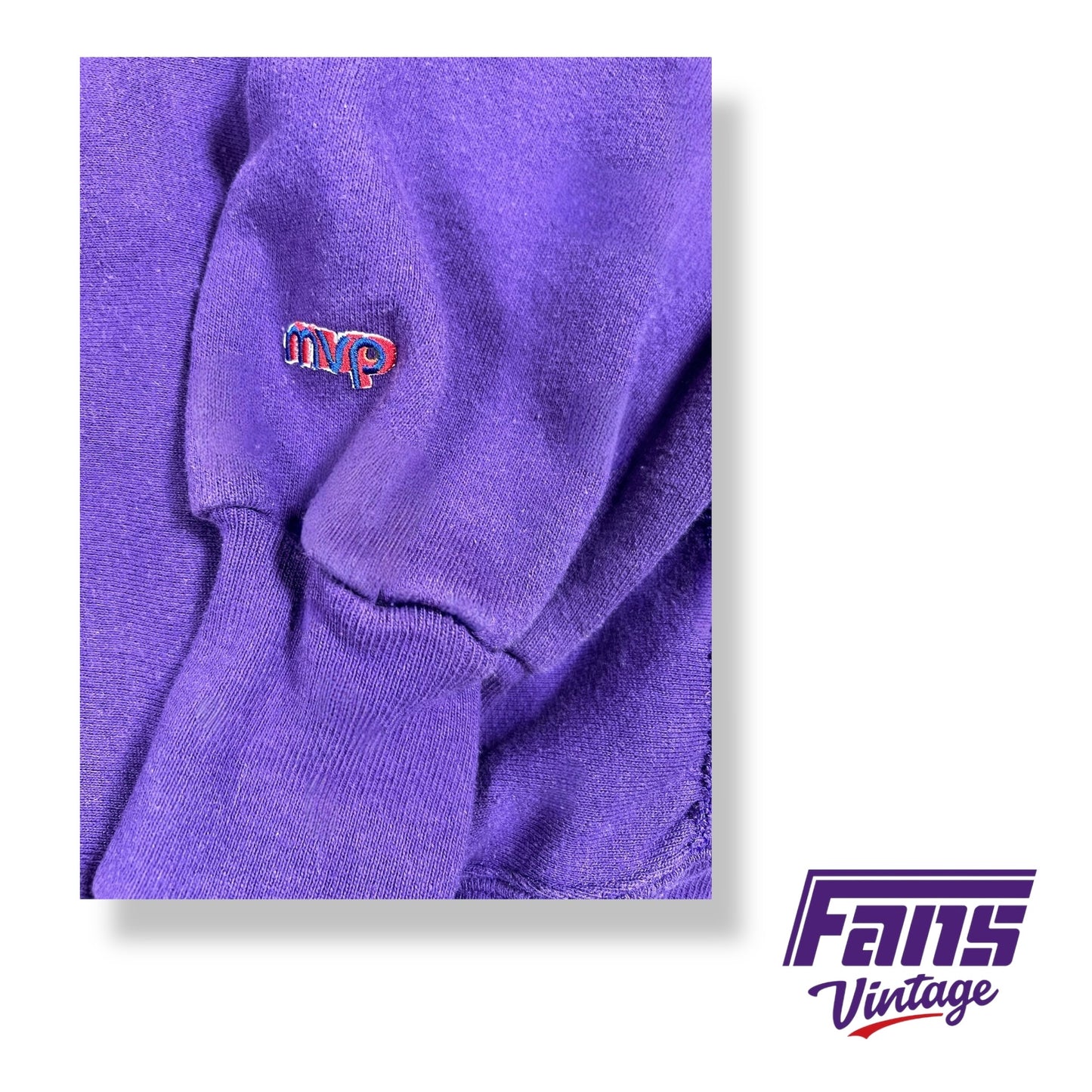 Vintage TCU crewneck sweater with oversized graphic and reverse weave construction