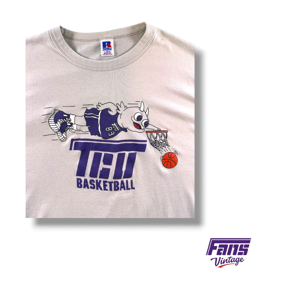 Vintage TCU Frog Basketball Logo Tee