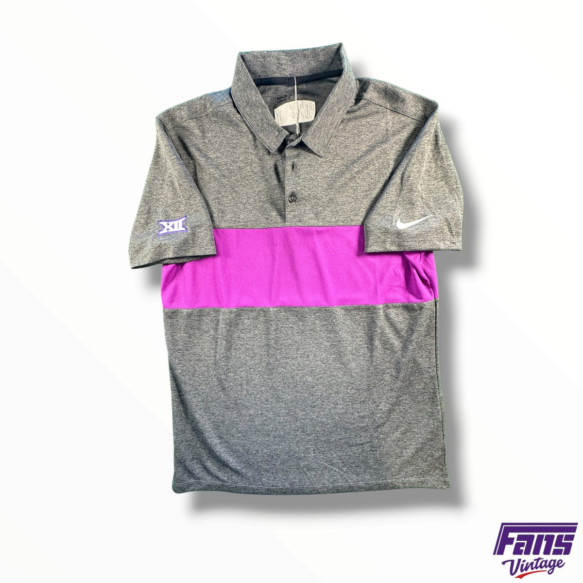Purple Stripe Nike Golf Polo - Big 12 And TCU Logo
