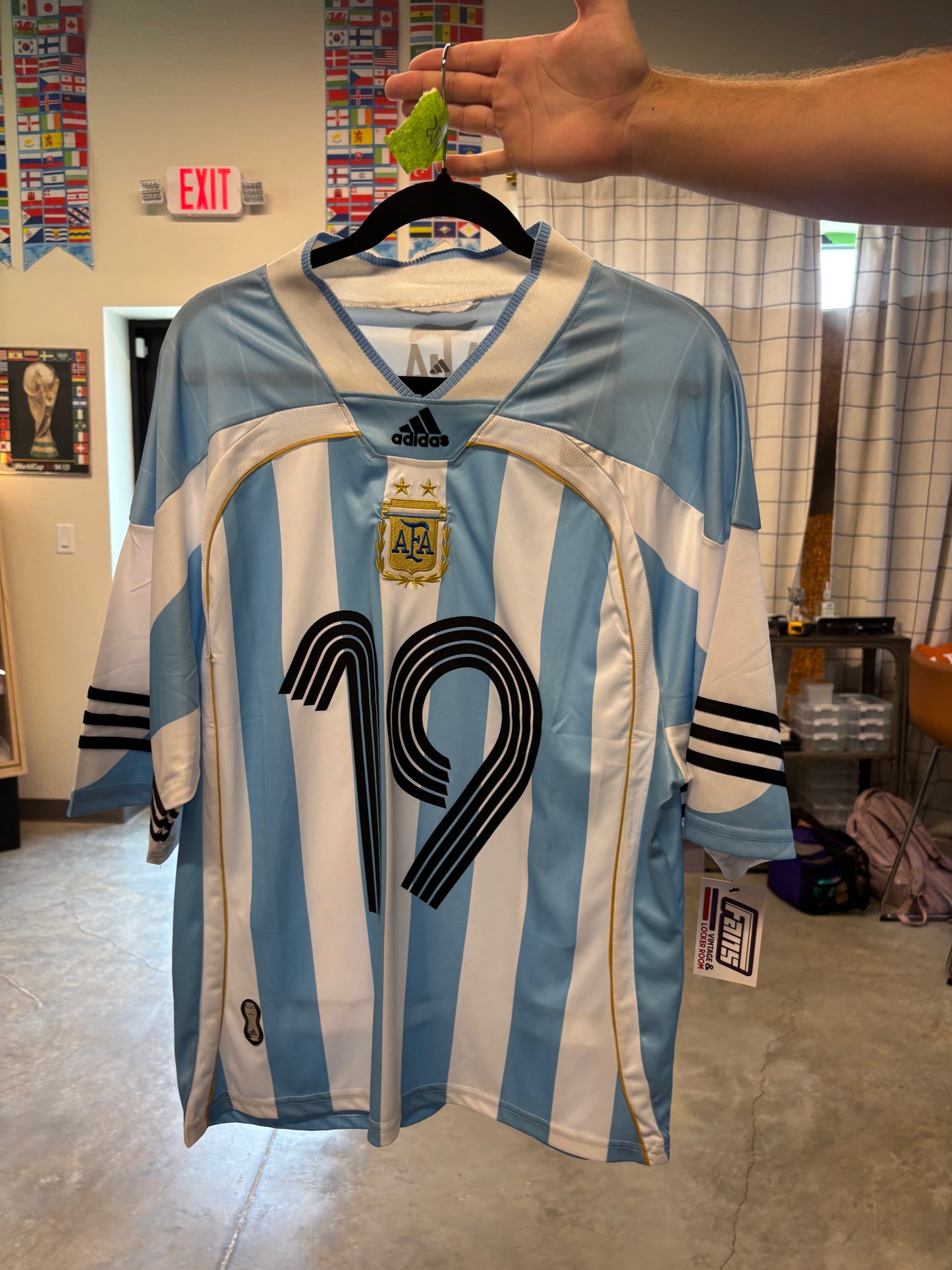 Argentina #19 Retro Stylized Striped World Cup Jersey - New with Tags