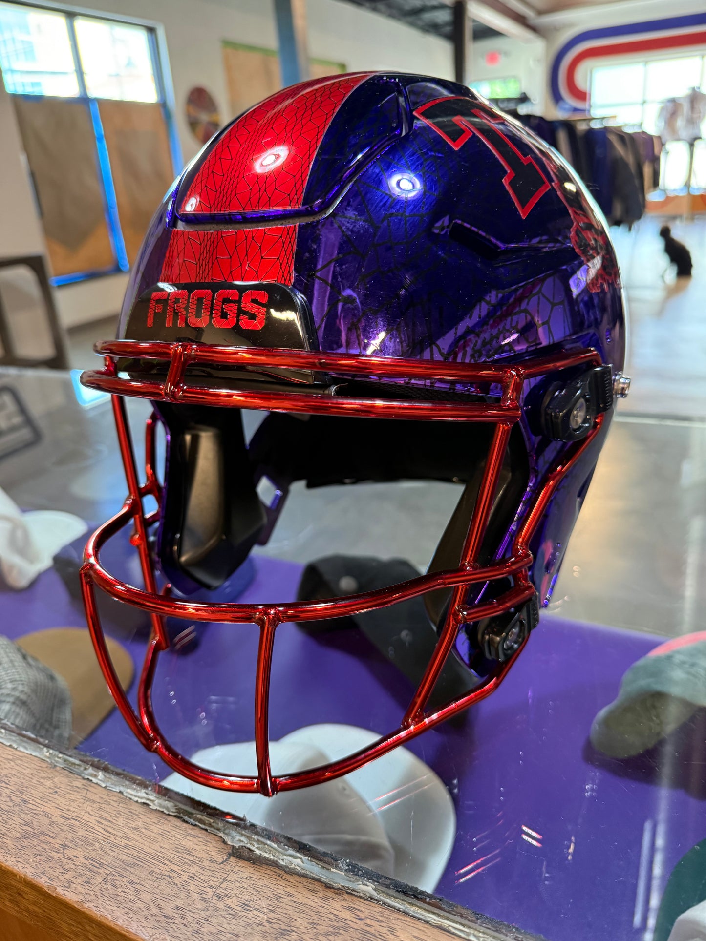 Blood Frog All Chrome TCU Football Game Worn Authentic Helmet