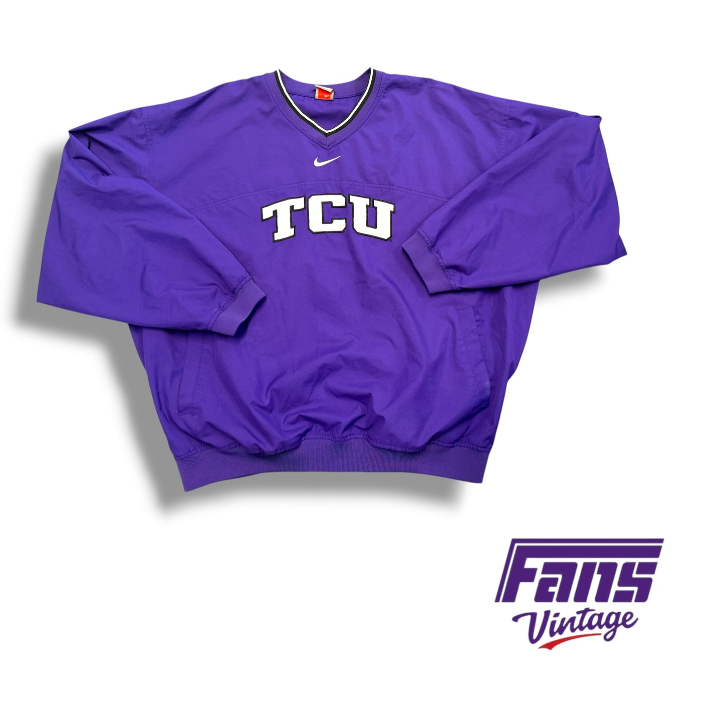 Vintage TCU Y2K Center Swoosh Team Issued Nike V-Neck Pullover