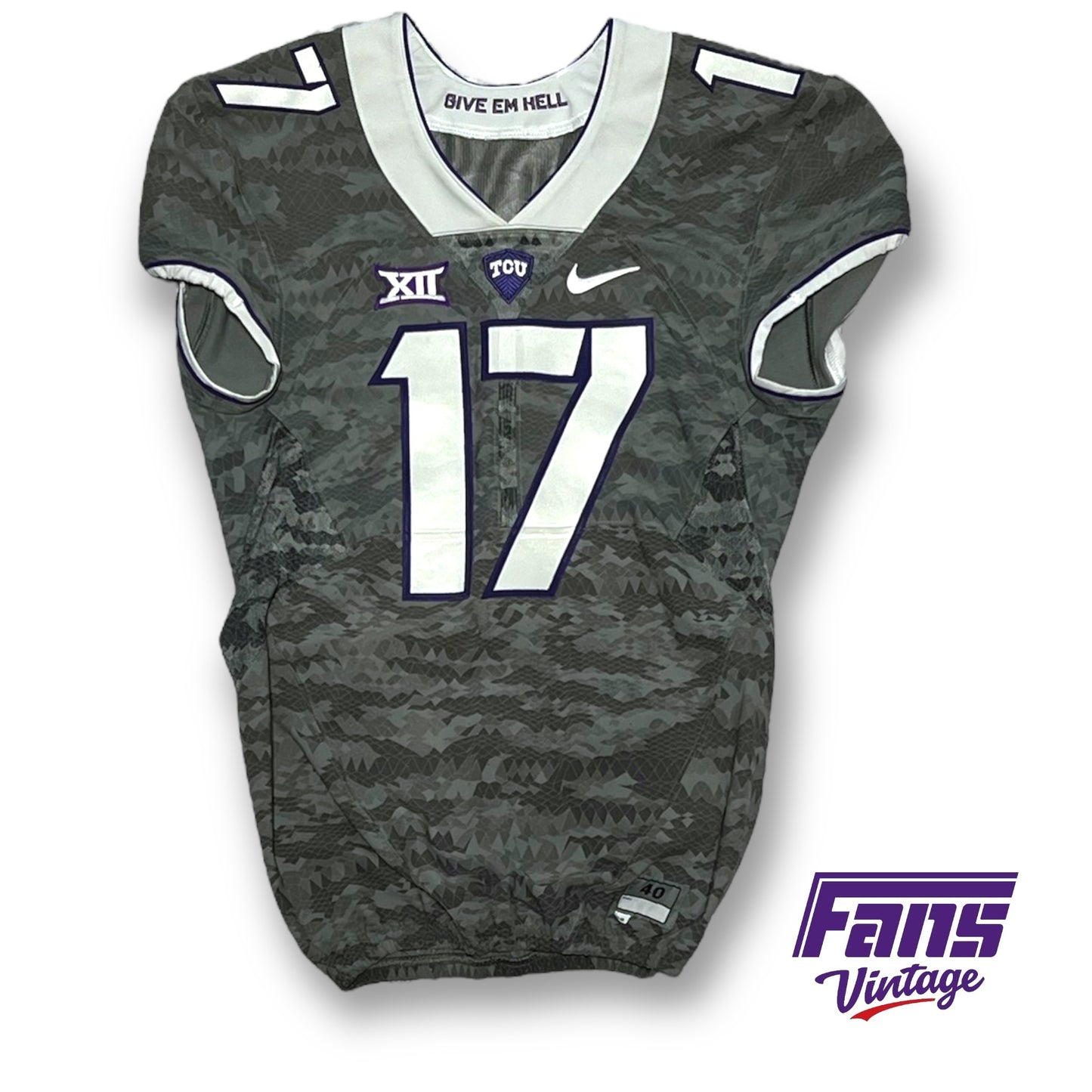 TCU Football Game Worn Give Em Hell Jersey #17