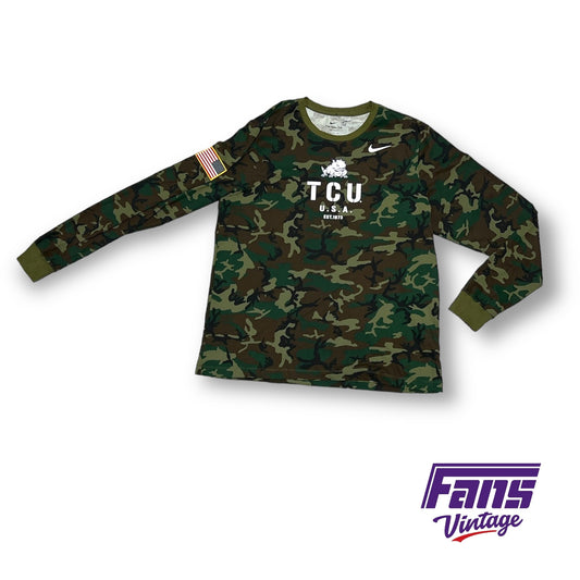 TCU Basketball Team Issued Nike "Salute to Service" Armed Forces Camo Long Sleeve Shirt