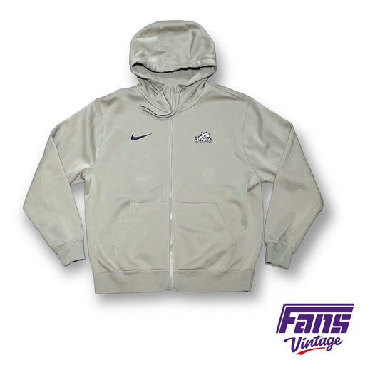 TCU Basketball Team Exclusive Horned Frog Team Issued Zip-up Hoodie - Cool Taupe Color!