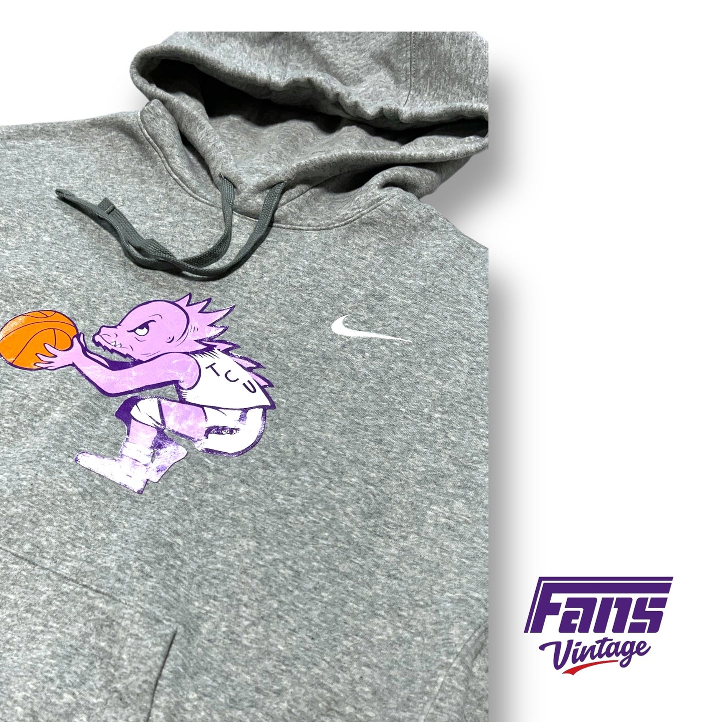 *GRAIL* TCU Basketball Team Exclusive Throwback Hooper Frog Gray Nike Sportswear Hoodie