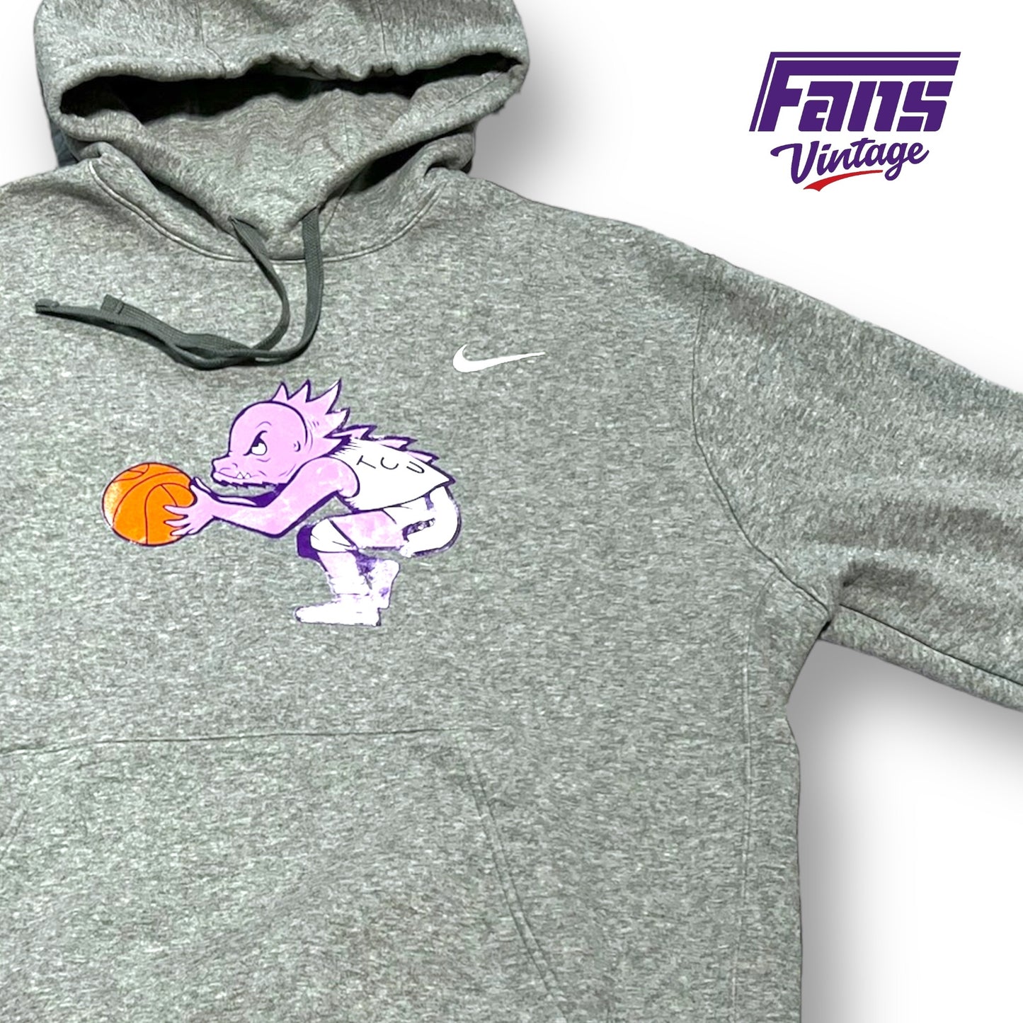 *GRAIL* TCU Basketball Team Exclusive Throwback Hooper Frog Gray Nike Sportswear Hoodie