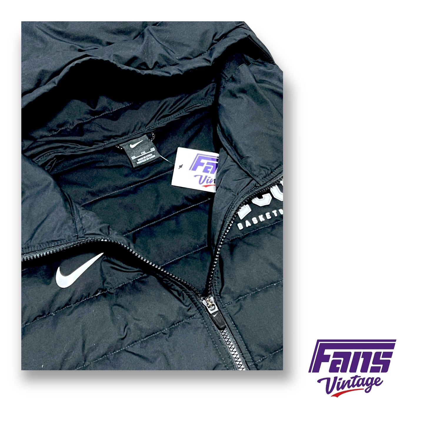 RARE! TCU Basketball Nike Team Issued Player Exclusive Hooded Authentic Goose Down Filled Puffer Jacket