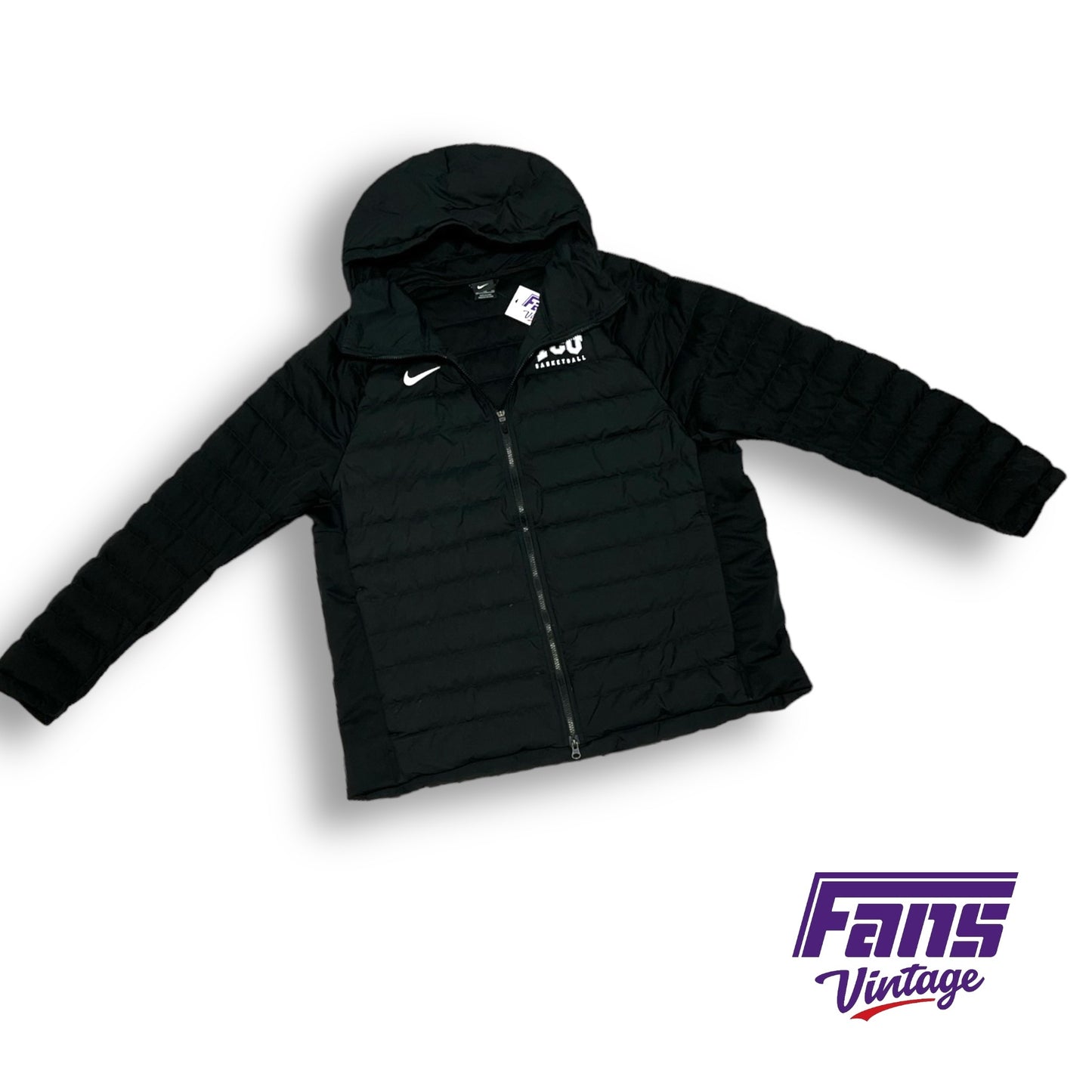 RARE! TCU Basketball Nike Team Issued Player Exclusive Hooded Authentic Goose Down Filled Puffer Jacket