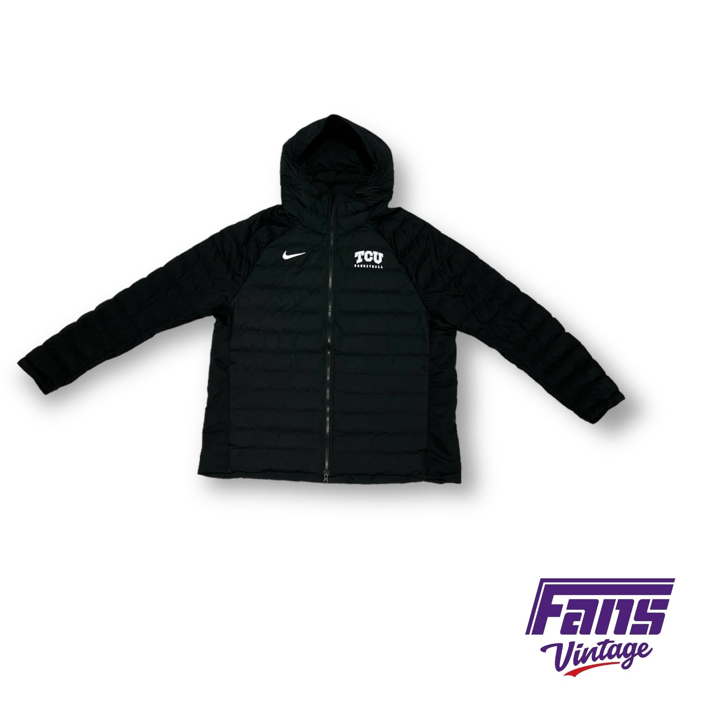 RARE! TCU Basketball Nike Team Issued Player Exclusive Hooded Authentic Goose Down Filled Puffer Jacket