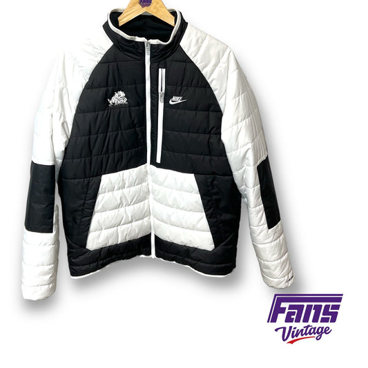 RARE TCU Football Team Exclusive Nike Black and White Fleece-lined Puffer Jacket