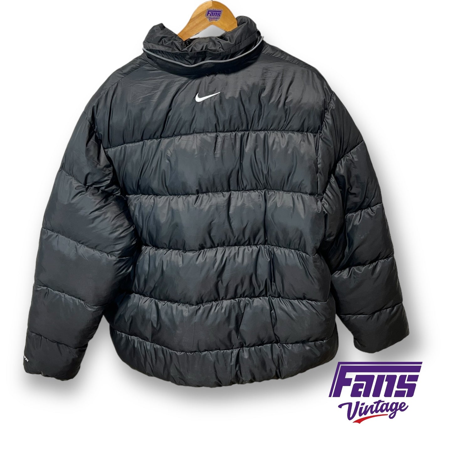 TCU Nike Team Issued Black Short Puffer Jacket with Removable Hood