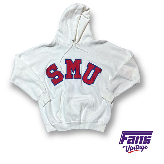 1980s Vintage SMU Hoodie with satin stitched lettering