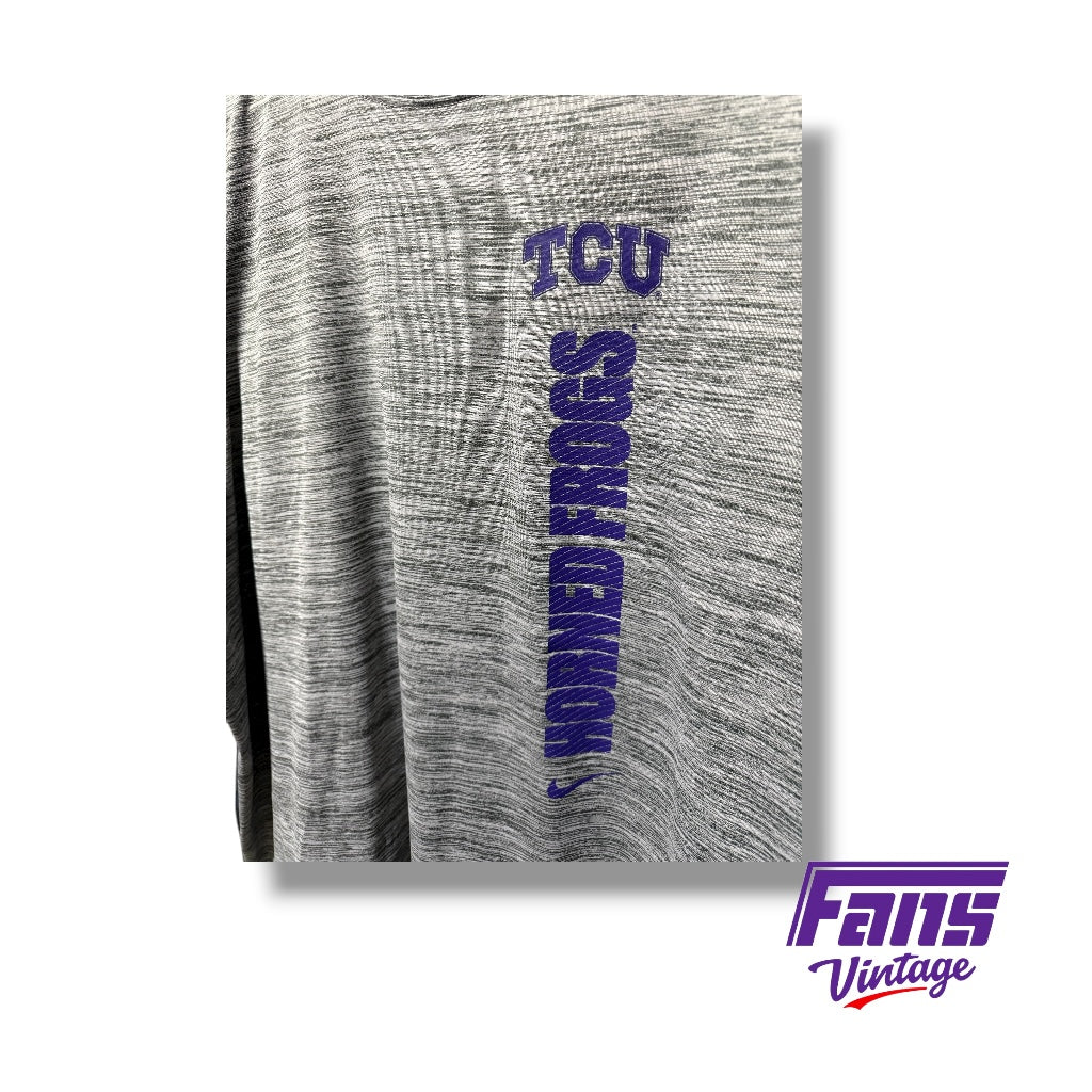TCU Nike Team Issued Premium Drifit Training Tee in Heather Gray