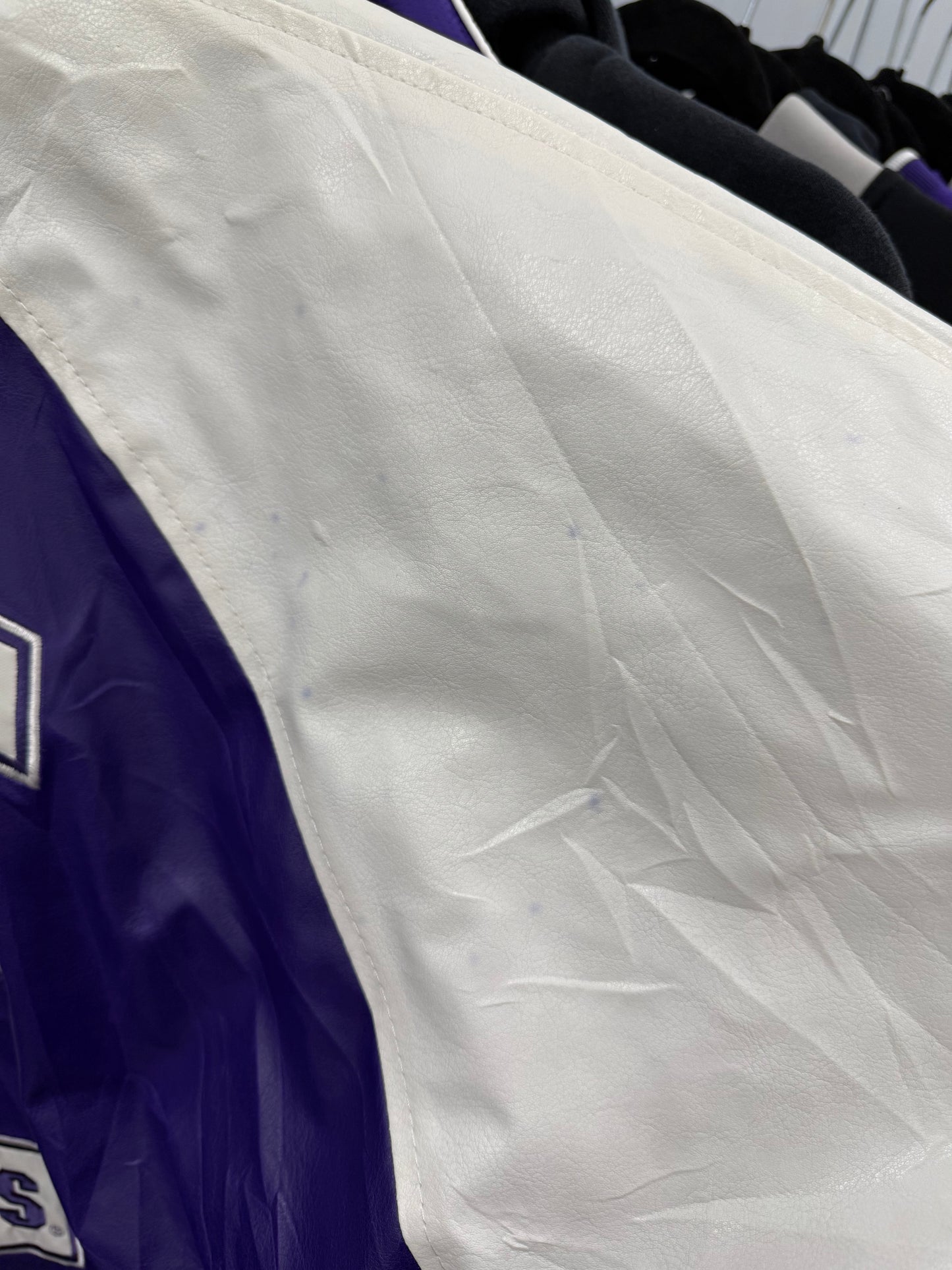 INSANE! 90s Vintage TCU Vegan Leather Letterman Jacket