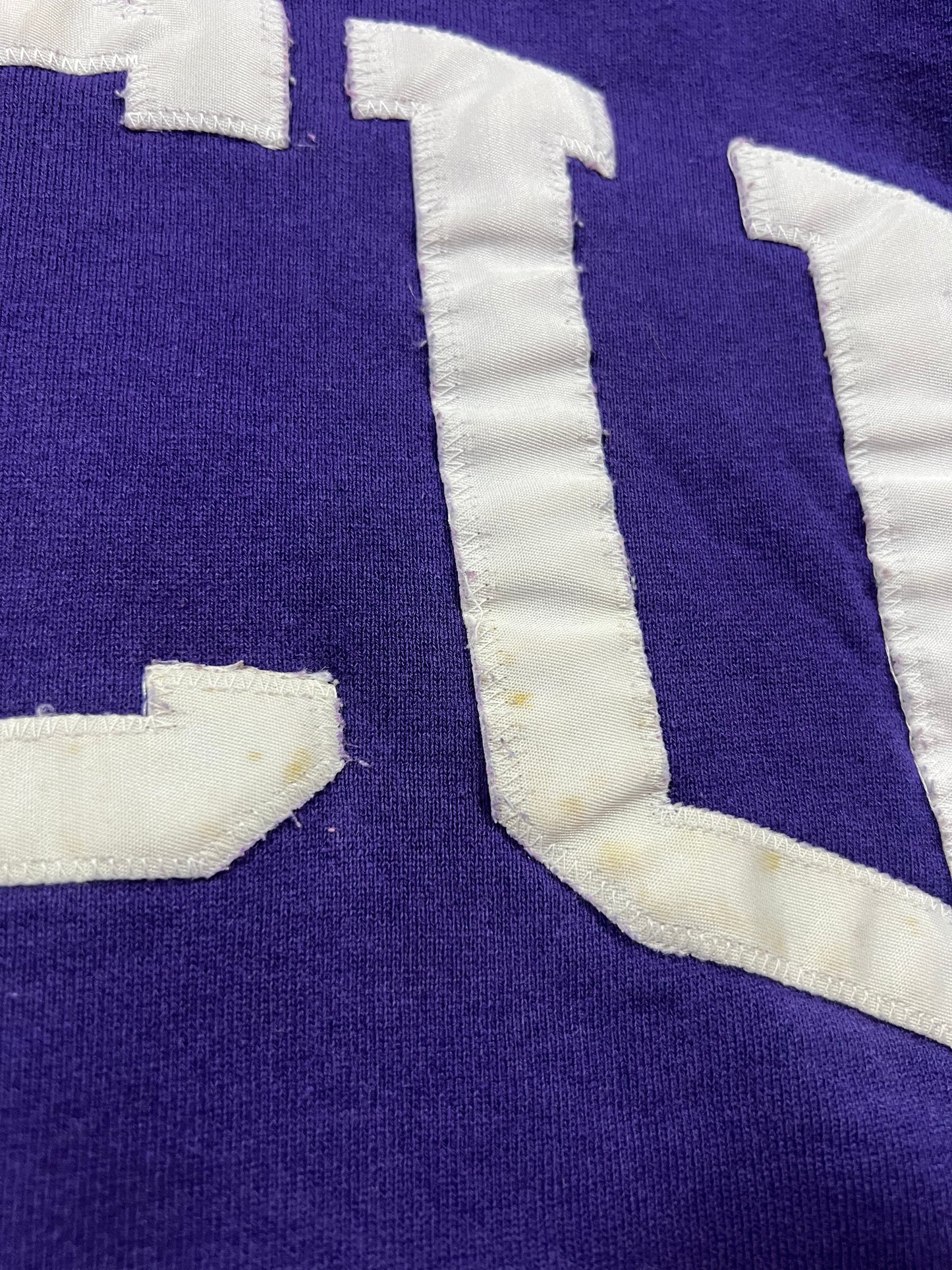 90s Vintage TCU Crewneck - Purple with White Satin stitched Lettering!