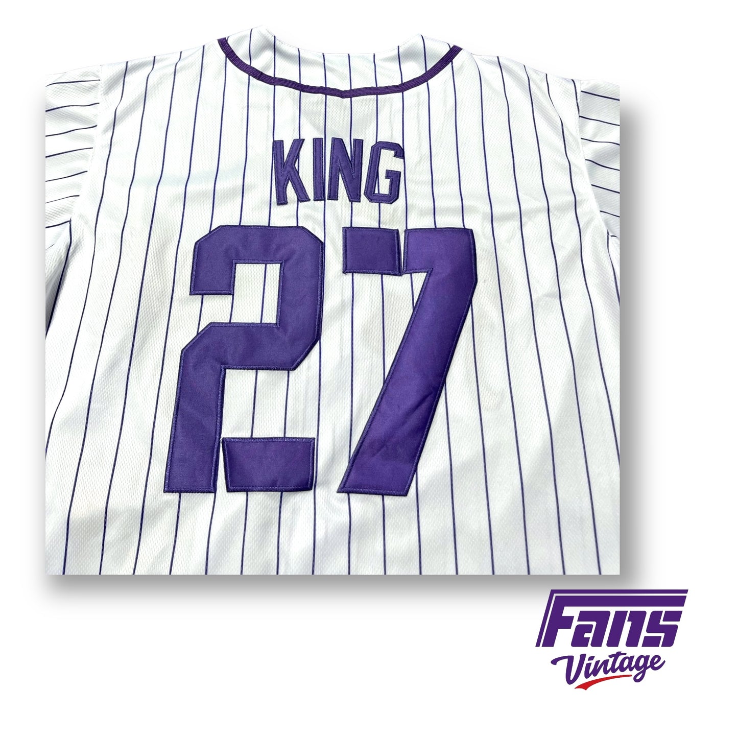 Vintage Throwback TCU Baseball Pinstripe Jersey with 1960s “Frogs” Script - Custom Sample