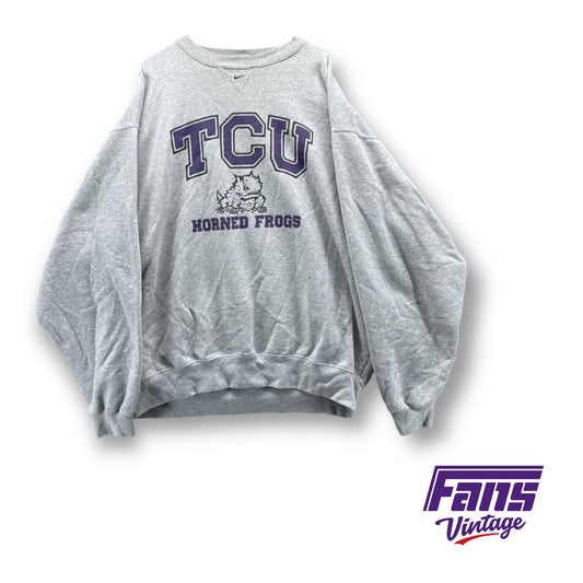 Vintage TCU Y2K Era Crewneck Sweater - TCU Football Team Issued Nike Center Swoosh Magic!